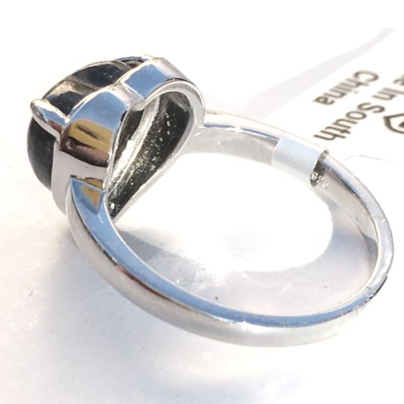 Burmese Black Jade Heart Ring .925 Type A RARE Sterling Silver - Picture 12 of 16